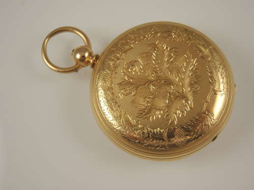Massive 18K gold fusee pocket watch. Weighs 200g. c1874