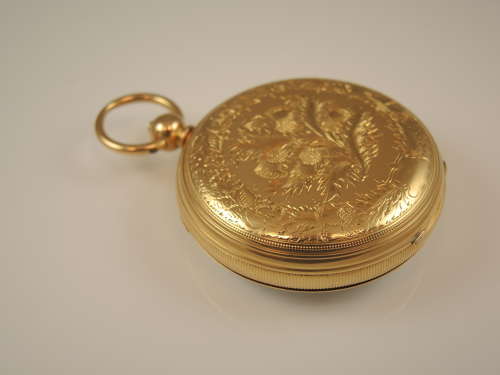 Massive 18K gold fusee pocket watch. Weighs 200g. c1874
