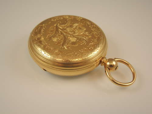 Massive 18K gold fusee pocket watch. Weighs 200g. c1874