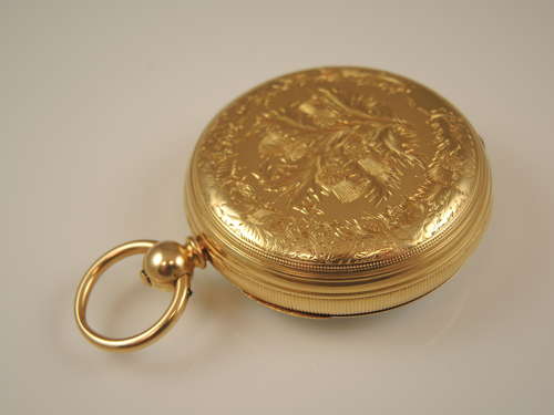 Massive 18K gold fusee pocket watch. Weighs 200g. c1874