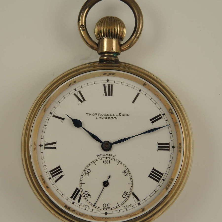 Gold Plated Thos RUSSELL Pocket Watch. Circa 1910