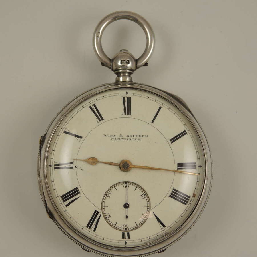 Large English silver pocket watch by Donn & Koffler c1905