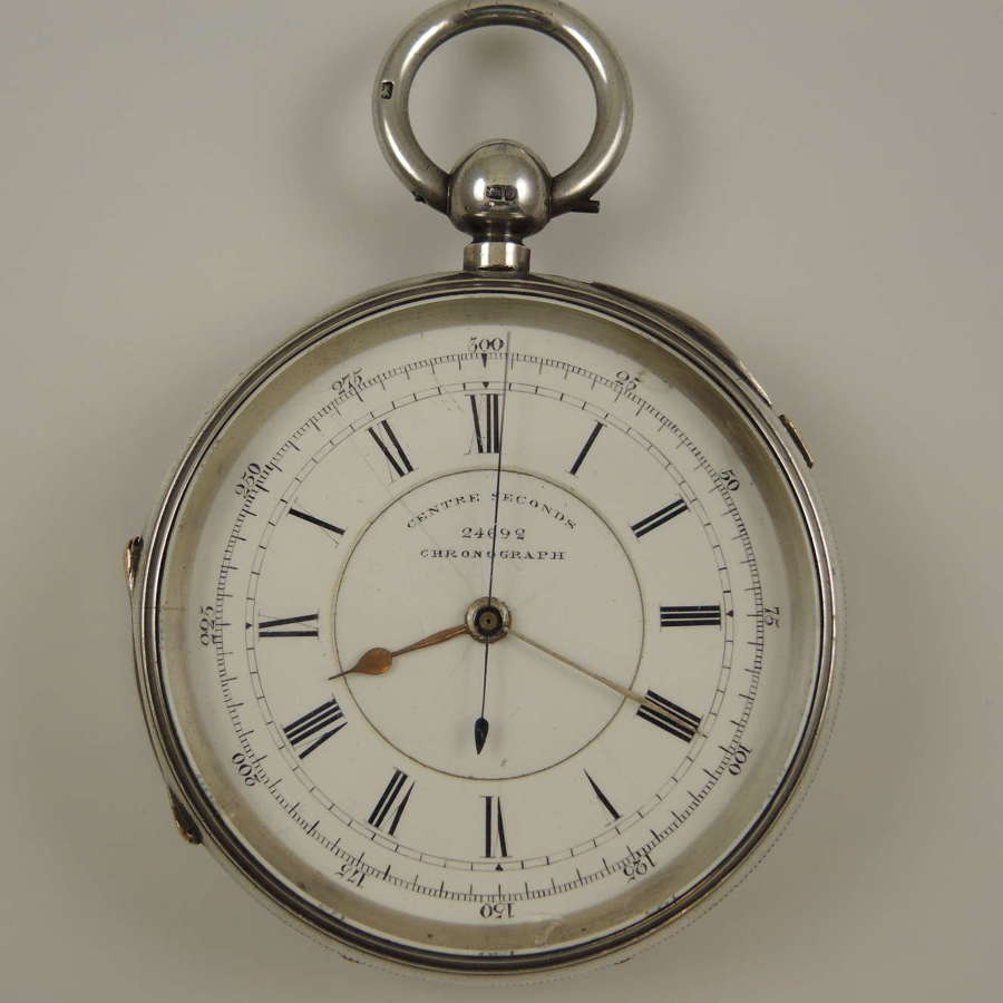 Large English silver fusee centre seconds c1895
