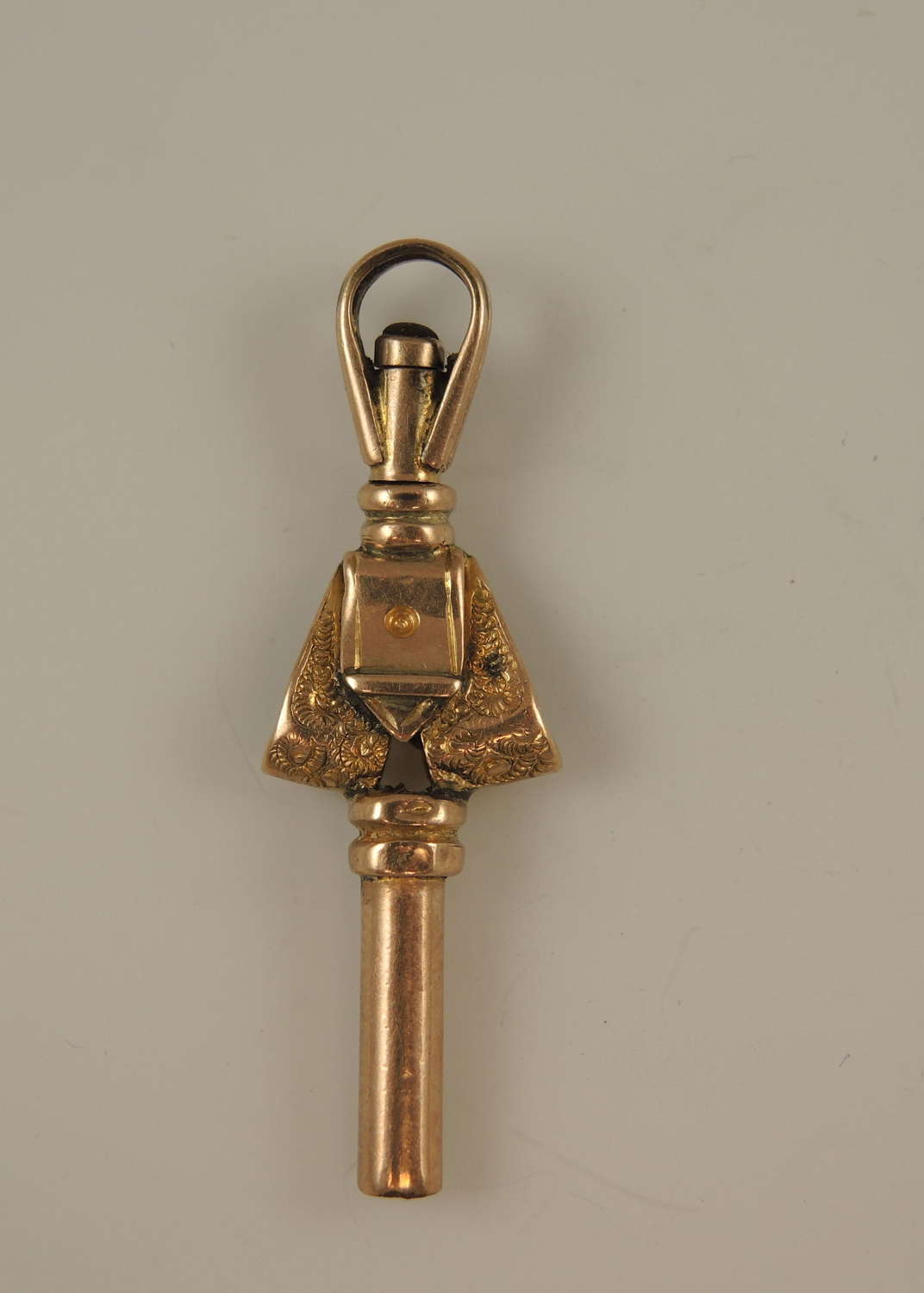 Victorian gilt BUCKLE pocket watch key. Charm size c1850
