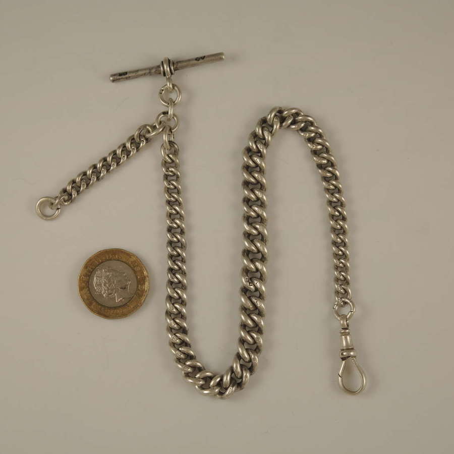 Good English silver single watch chain. Birmingham 1900