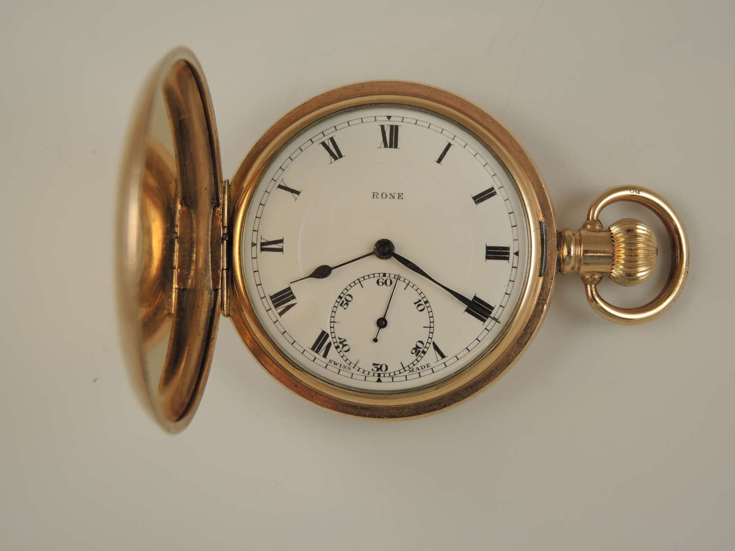 Vintage gold plated full hunter pocket watch by Rone c1910