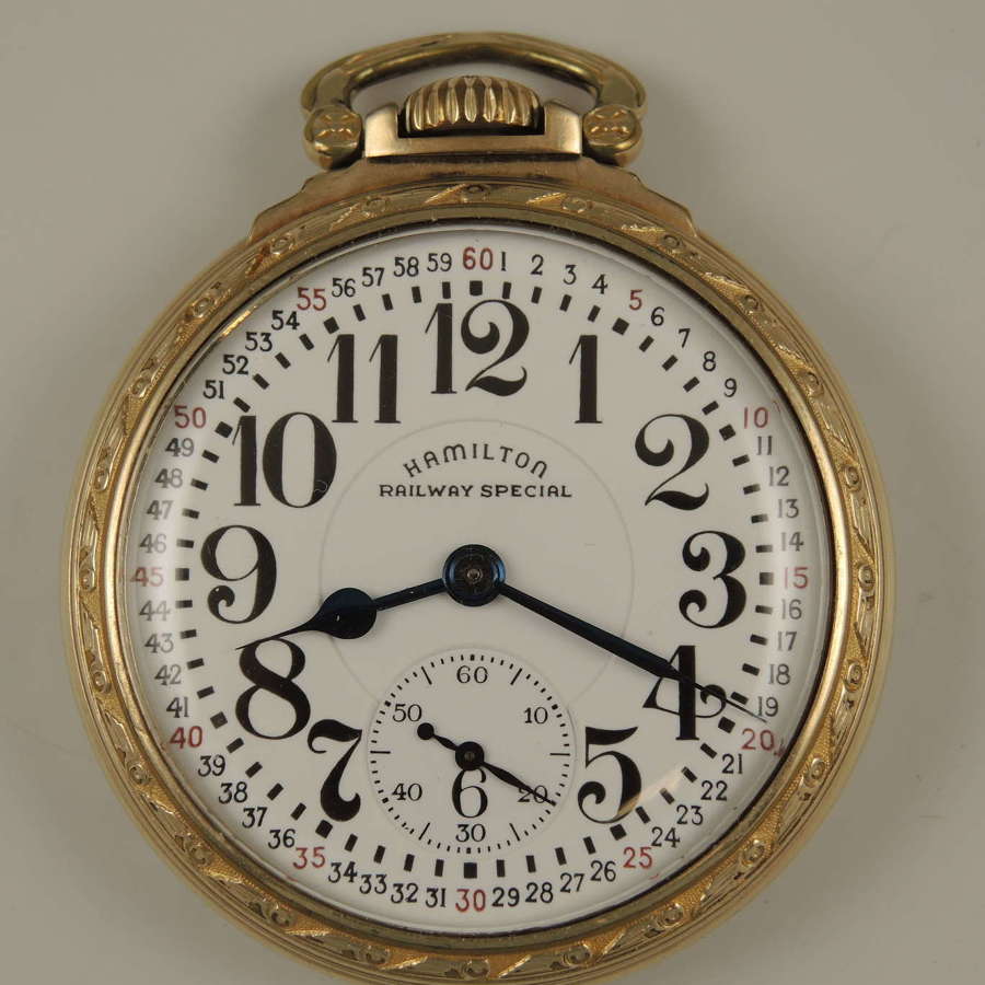 Unusual example of a 16s 21J Hamilton 992B Railroad pocket watch. 1940