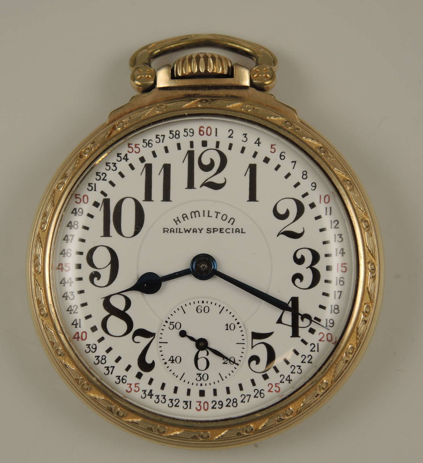 Unusual example of a 16s 21J Hamilton 992B Railroad pocket watch. 1940