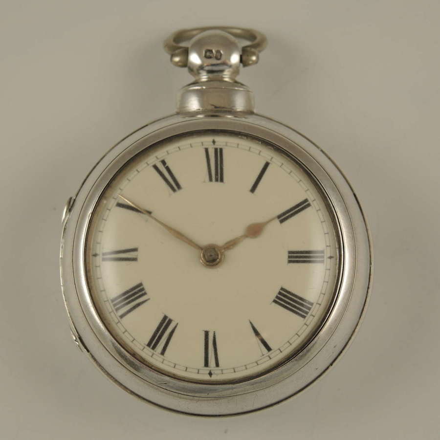 English silver pair cased verge pocket watch. Chuter, Farnham c1863.
