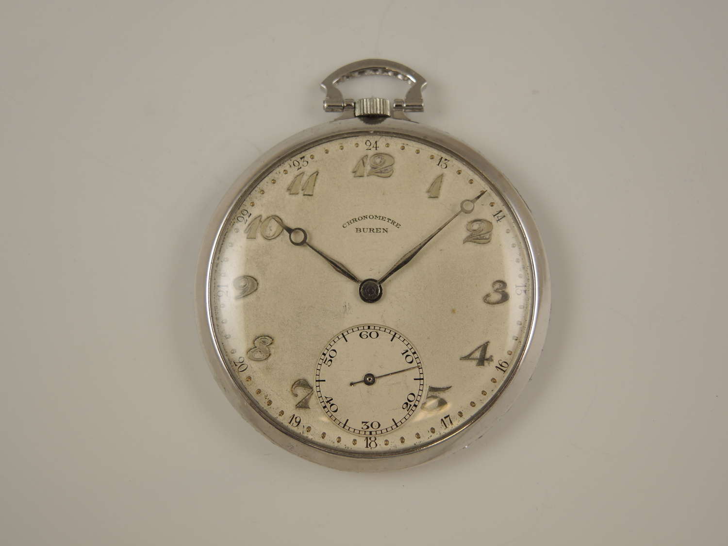 Exquisite diamond set platinum pocket watch by Buren c1925