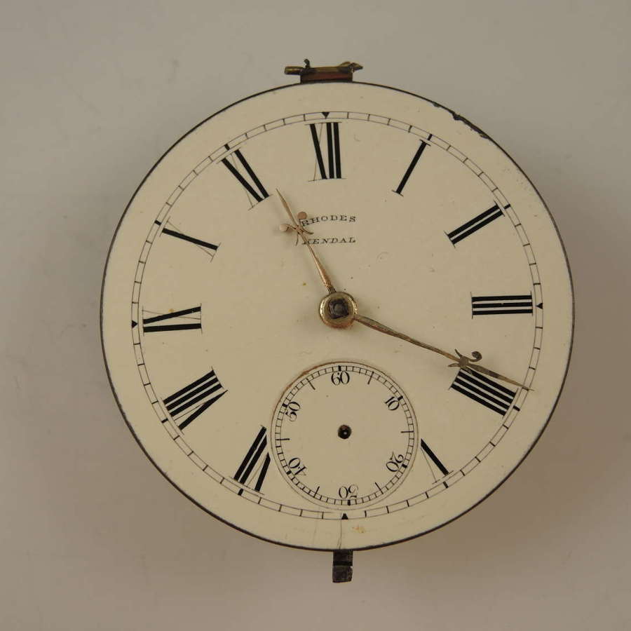 English fusee pocket watch movement. Rhodes c1890