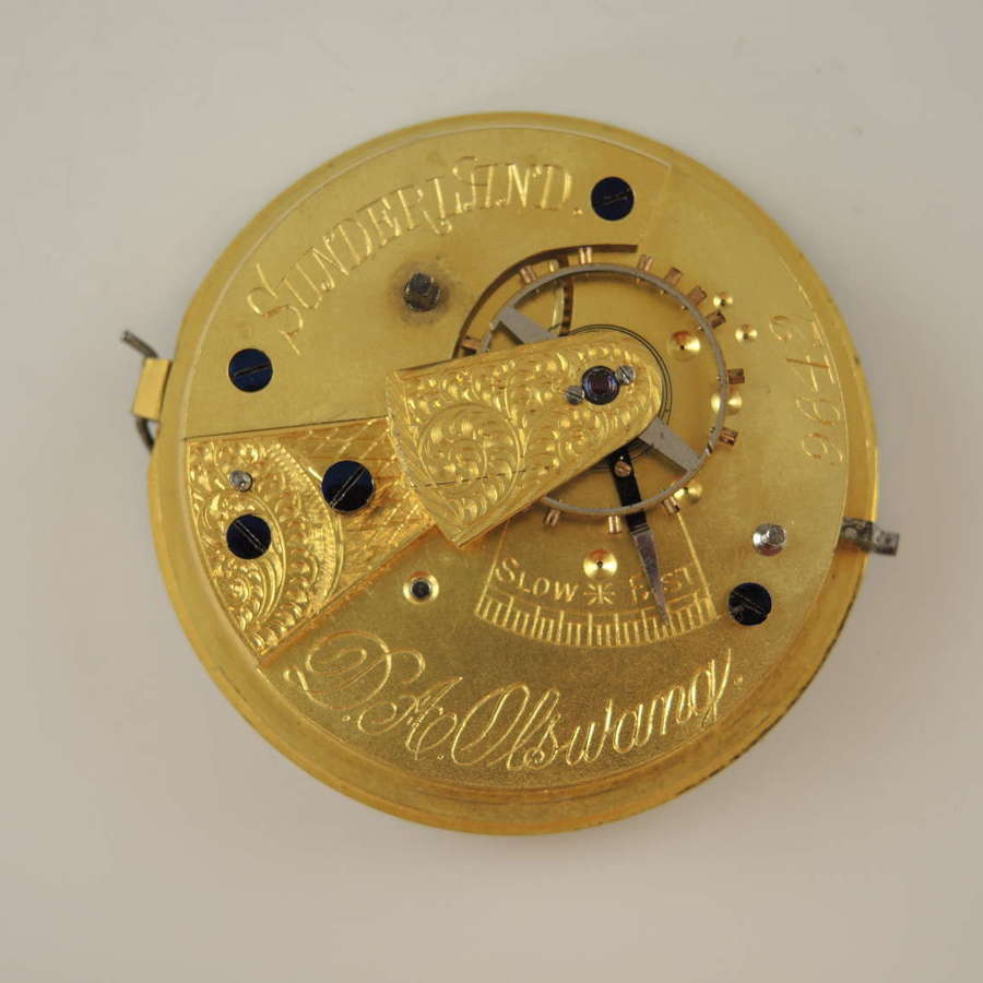 Large English pocket watch movement. Olswang c1890