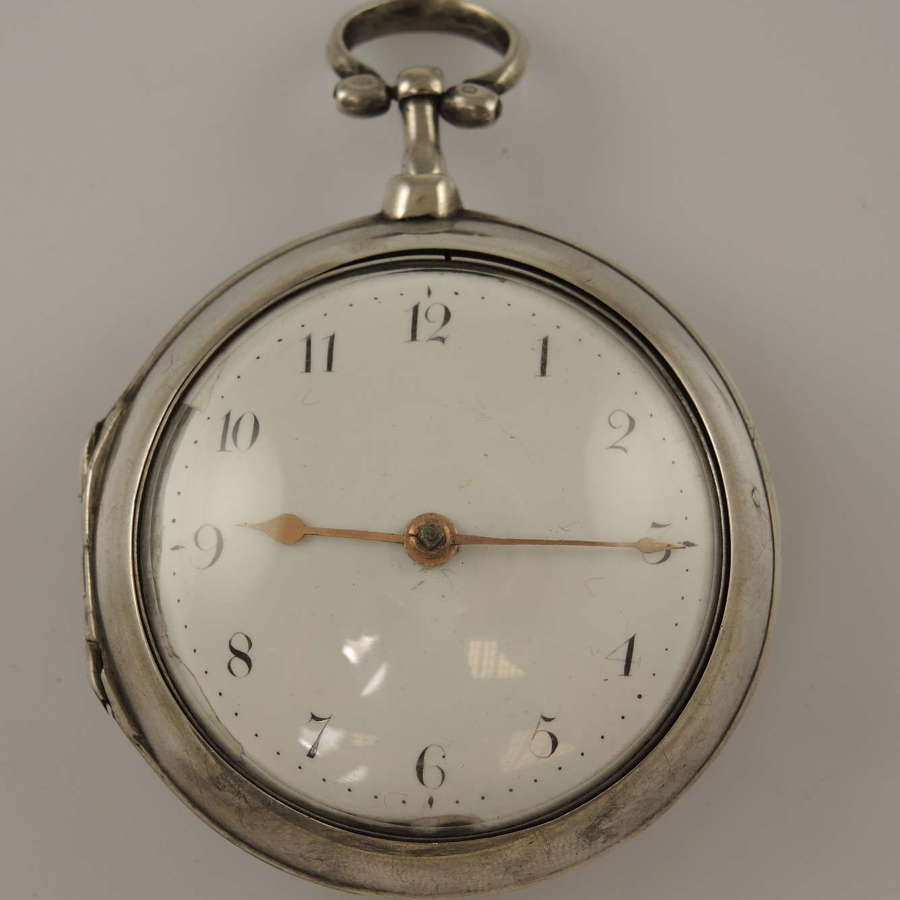 Georgian English silver pair cased verge watch, Newland, London  c1796