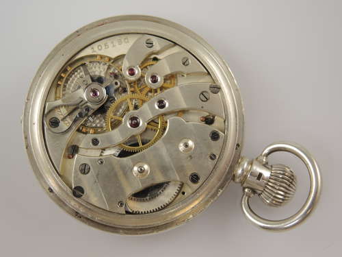 Stylish English silver half hunter pocket watch with box c1938