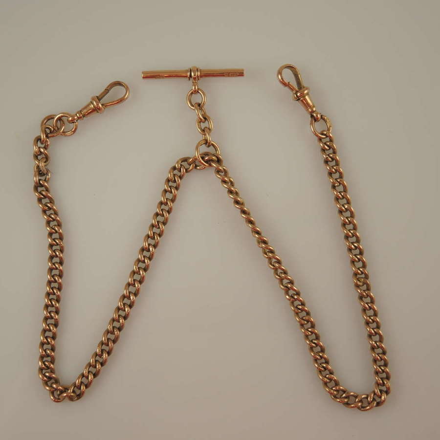 Solid 9K gold single and double pocket watch chain Chester 1911