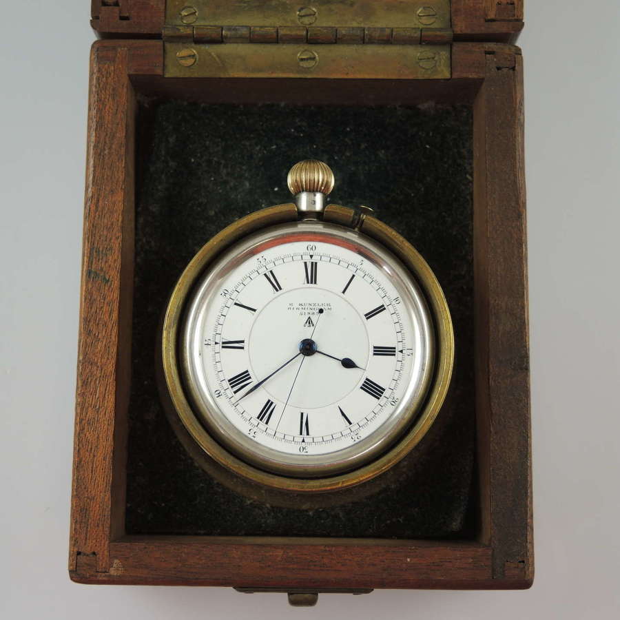 English silver military pocket watch by R Kunzler with Box c1909
