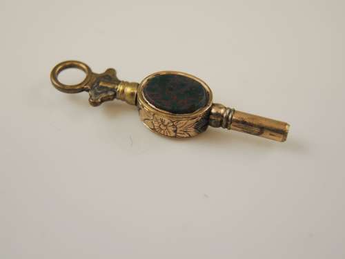 Victorian stone set pocket watch key c1850