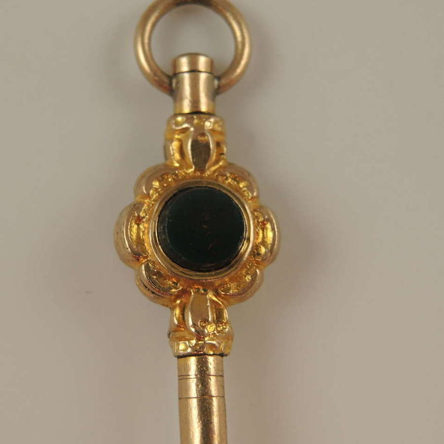 Victorian stone set pocket watch key c1850