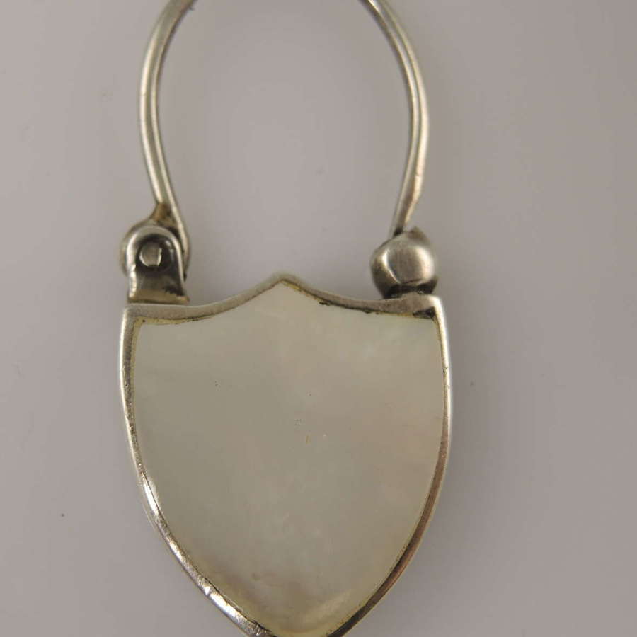 Victorian silver and mother of pearl padlock c1890
