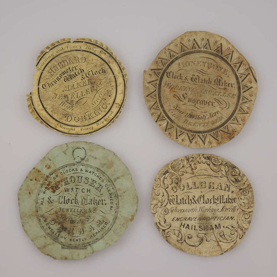 Collection of 4 watch papers c1850- 1880