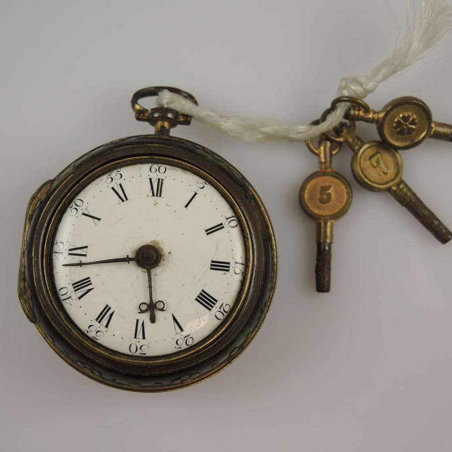 Gilt and HORN pair cased Verge pocket watch by Richards, London 1770