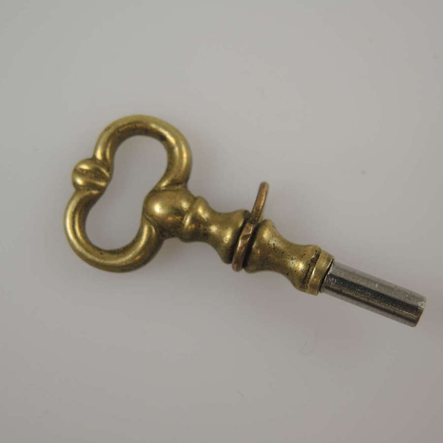 Victorian gilt and steel pocket watch key c1850