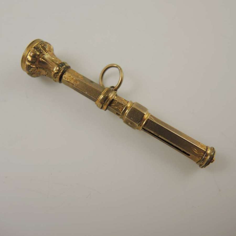 Gilt and stone set Victorian propelling pencil fob c1890