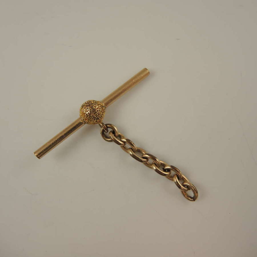 Scarce gilt Victorian T Bar for a pocket watch chain or albert c1850