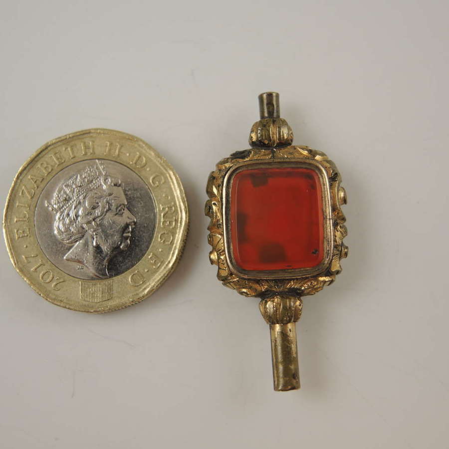 Victorian Stone set pocket watch key c1850