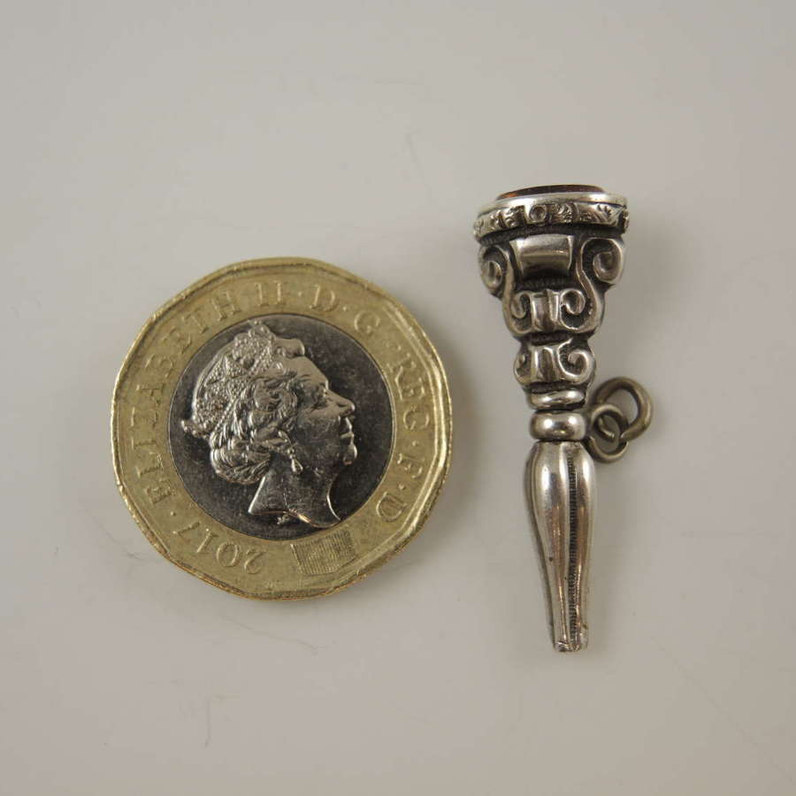 Victorian stone set silver cased pocket watch key c1850