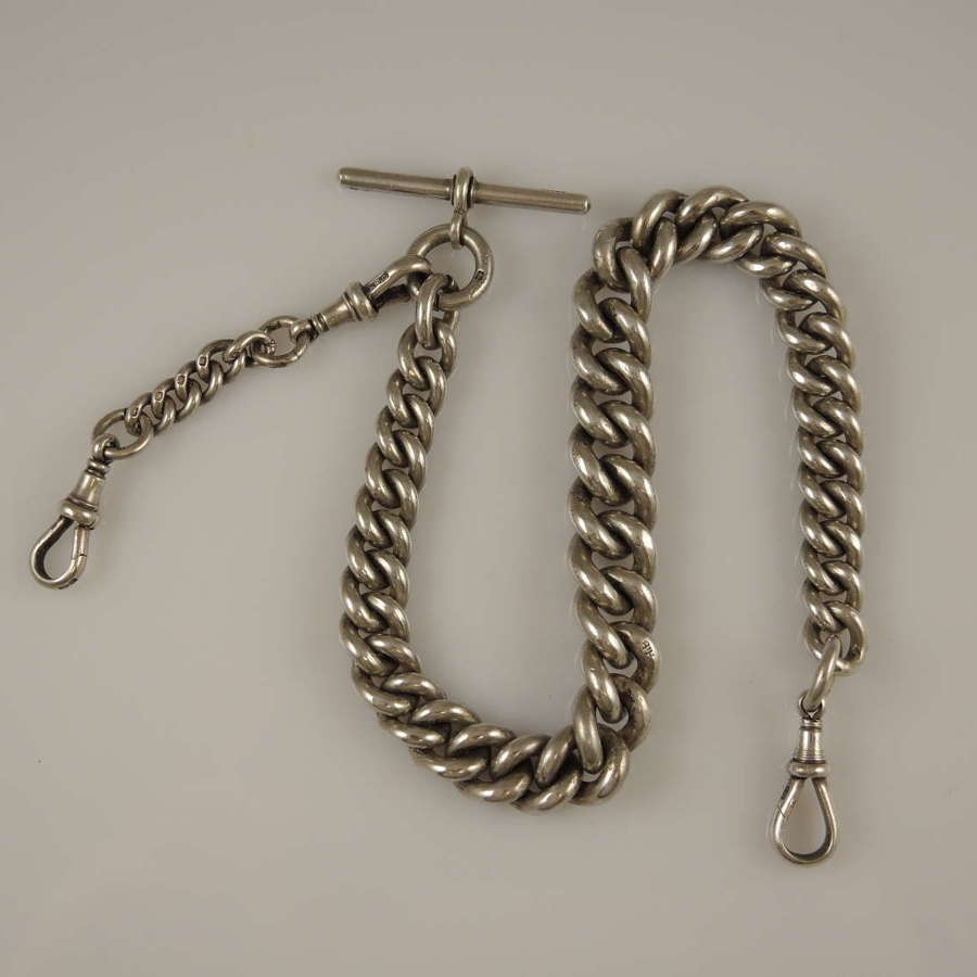 Massive English silver watch chain. Weighs 108g. c1896