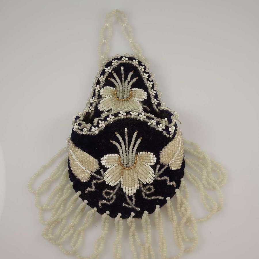 Large format beadwork pocket watch holder and cushion c1890
