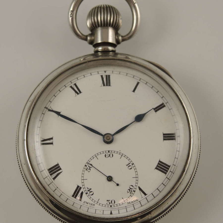 Superb vintage English silver pocket watch c1946