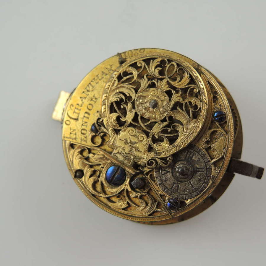 English verge fusee pocket watch movement by Grantham c1750