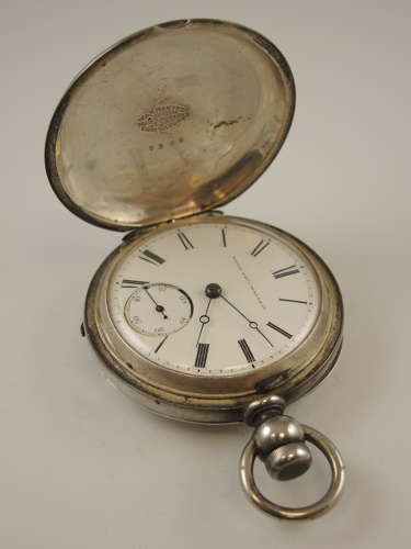 18 size 3 oz coin silver Elgin full hunter pocket watch c1874
