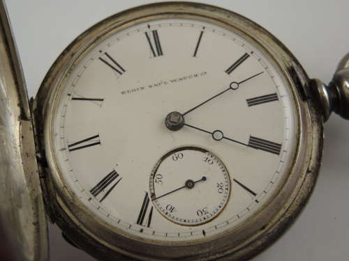 18 size 3 oz coin silver Elgin full hunter pocket watch c1874