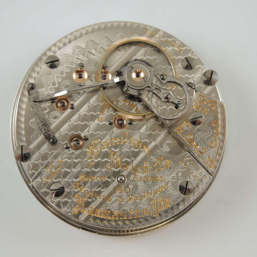 18 size 21 Jewel Hamilton 940 pocket watch movement c1912