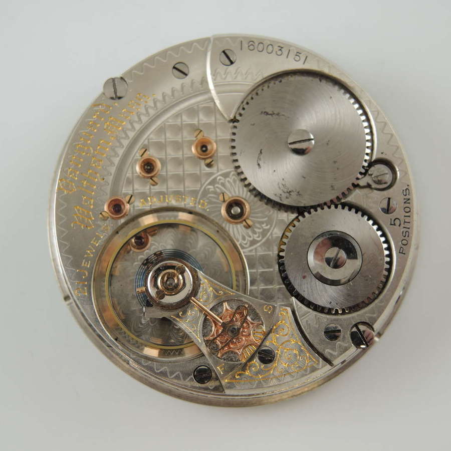 18 size 21 Jewel Waltham Vanguard pocket watch movement c1907