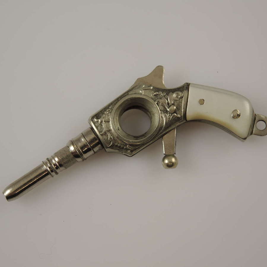 Rare pistol shaped cigar cutter fob c1890