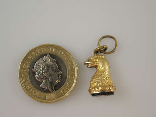 Unusual Georgian gilt EAGLE Seal fob with ER initials c1810