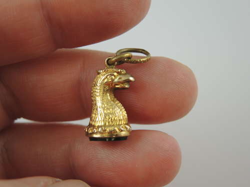 Unusual Georgian gilt EAGLE Seal fob with ER initials c1810