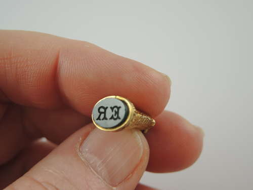 Unusual Georgian gilt EAGLE Seal fob with ER initials c1810