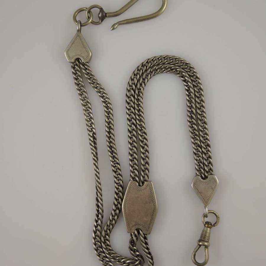 Victorian Silver watch chain. Peaky blinders style c1890
