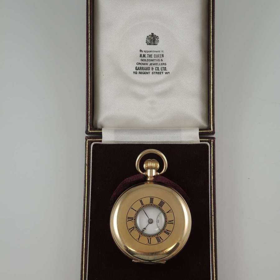 Vintage English gold plated half hunter pocket watch c1910