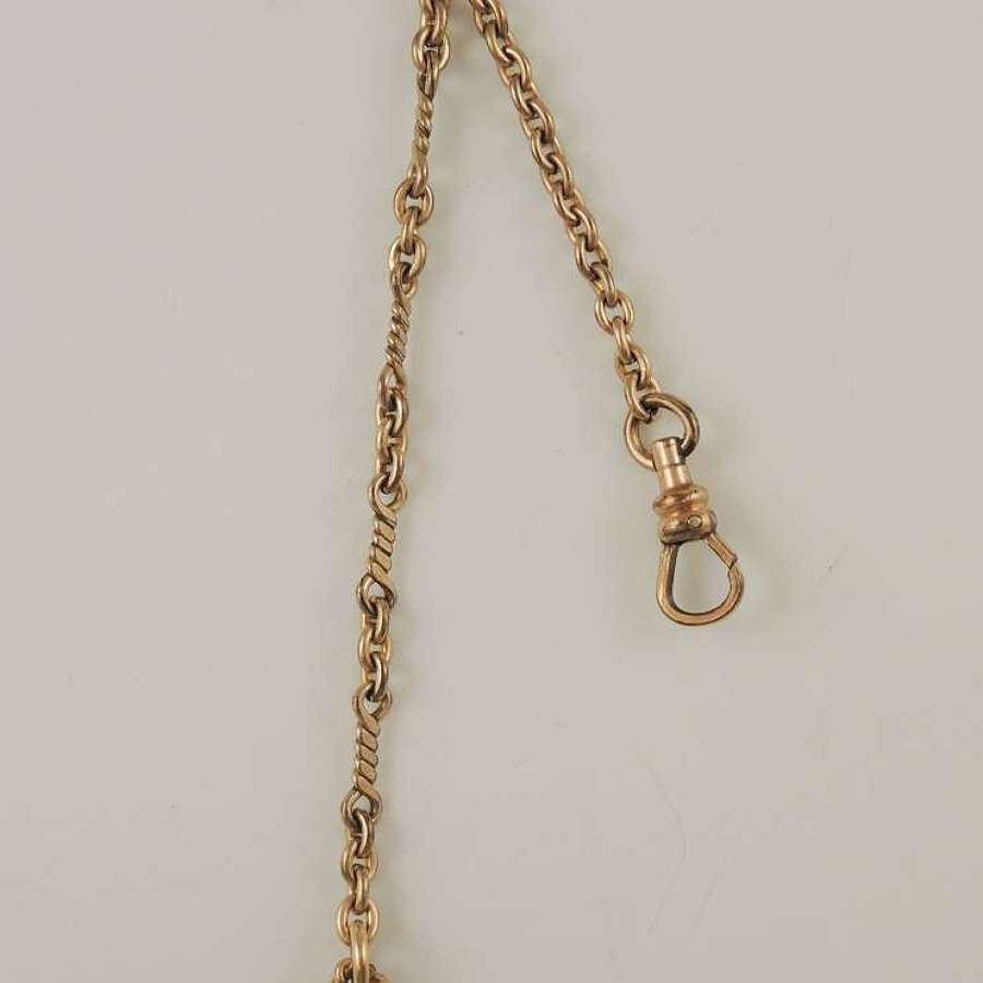Victorian pocket watch chain with a purse fob c1880