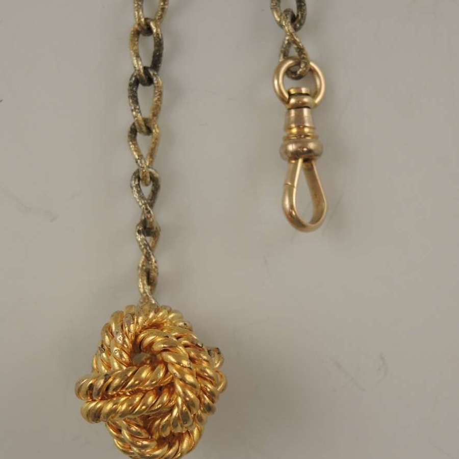 Victorian pocket watch chain with rope knot ball fob c1880