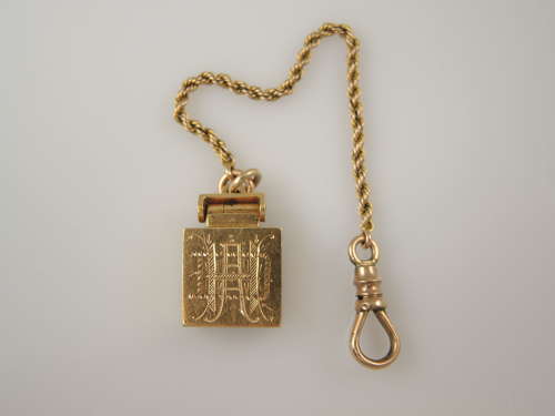 Victorian 18K gold Diamond and Sapphire BEE Locket with chain c1880
