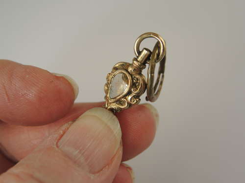 Victorian gilt and stone set pocket watch key c1880