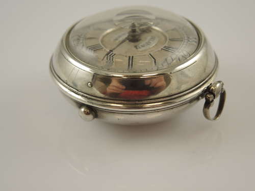 English silver champleve dial verge pocket watch by Delapont, London c1747