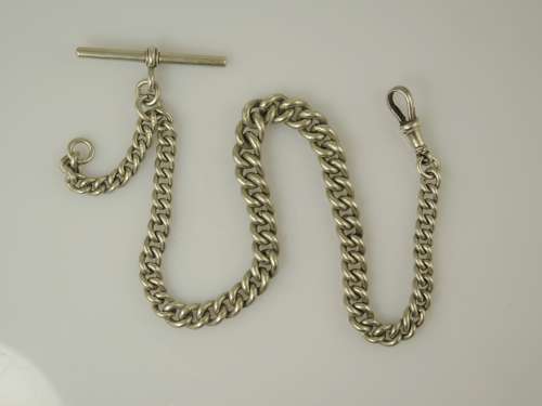 Heavy English silver watch chain. Weighs 46g. c1906